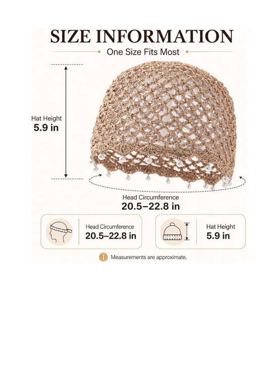 Pearl-Trim Crochet Cloche Hat - Taupe main image 5